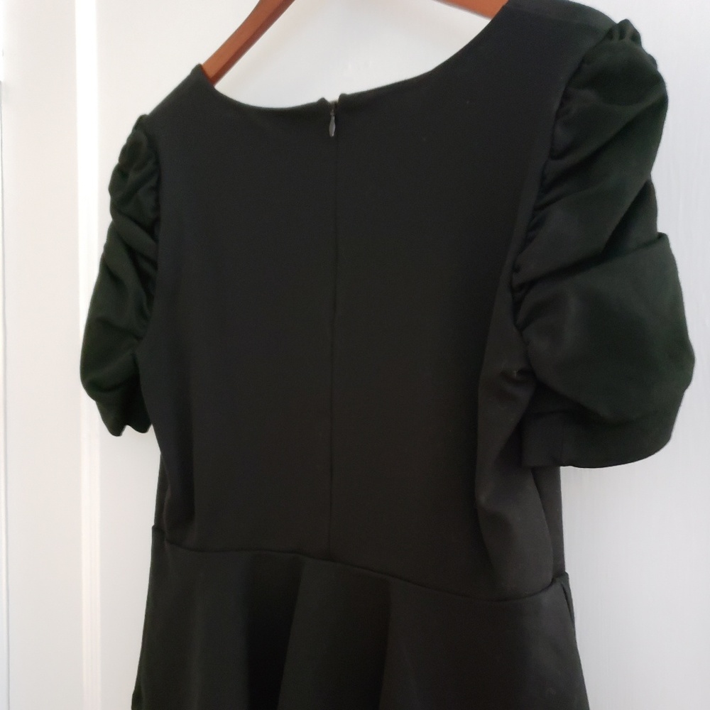 INC | PM black peplum top with puffy sleeves - Picture 5 of 8